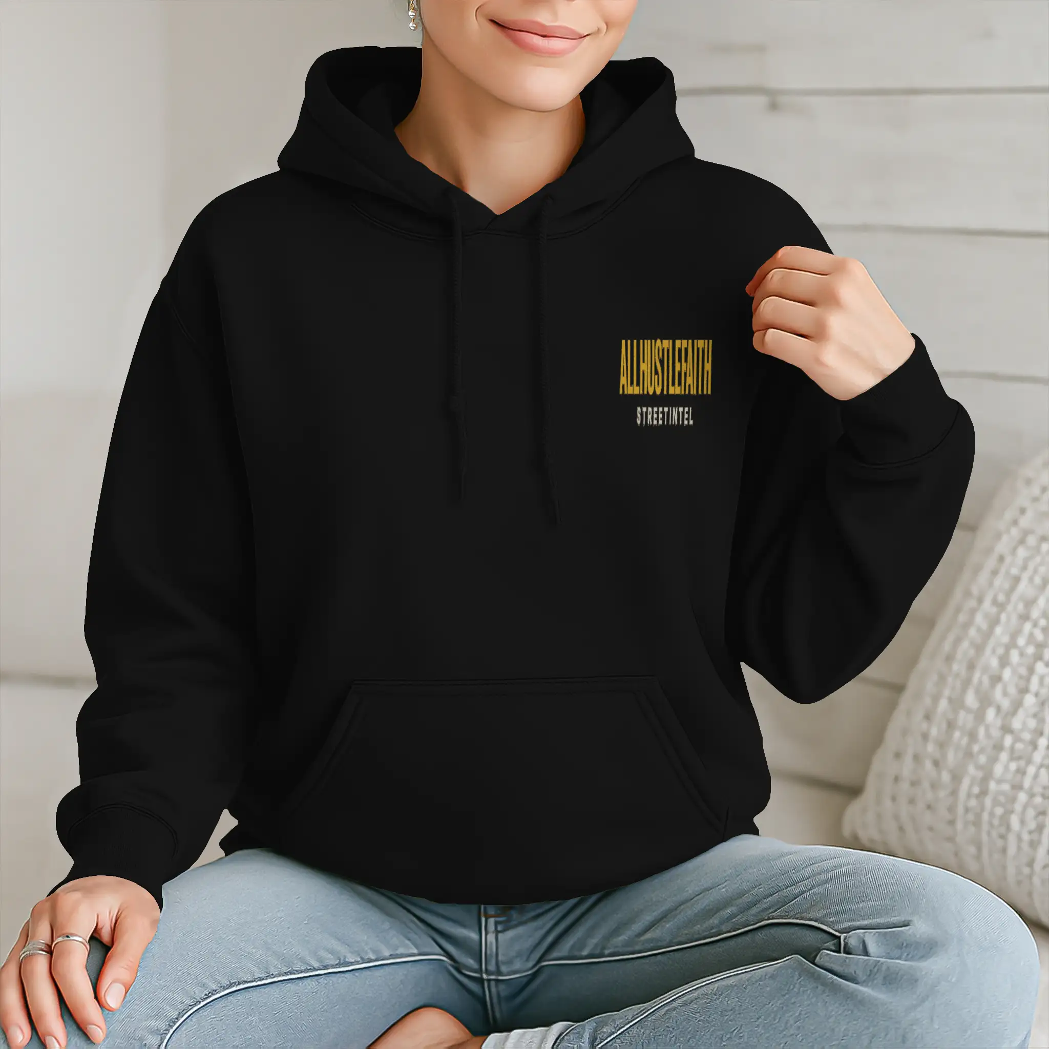 AllHustleFaith - Hoodie - Faith Collection (Gold Cross)