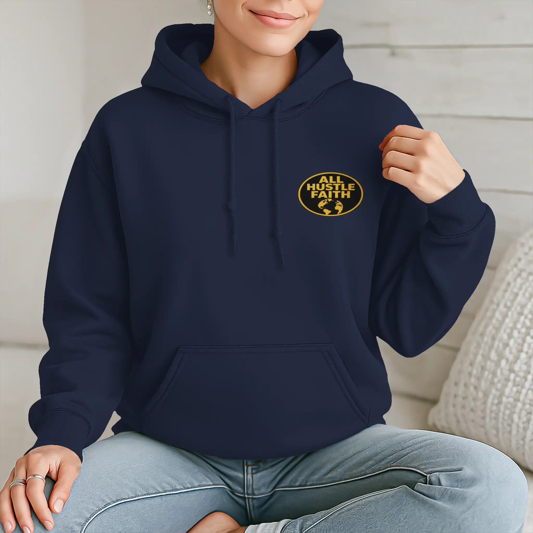AllHustleFaith Hoodie Crescent Globe Faith Knows No Borders 
