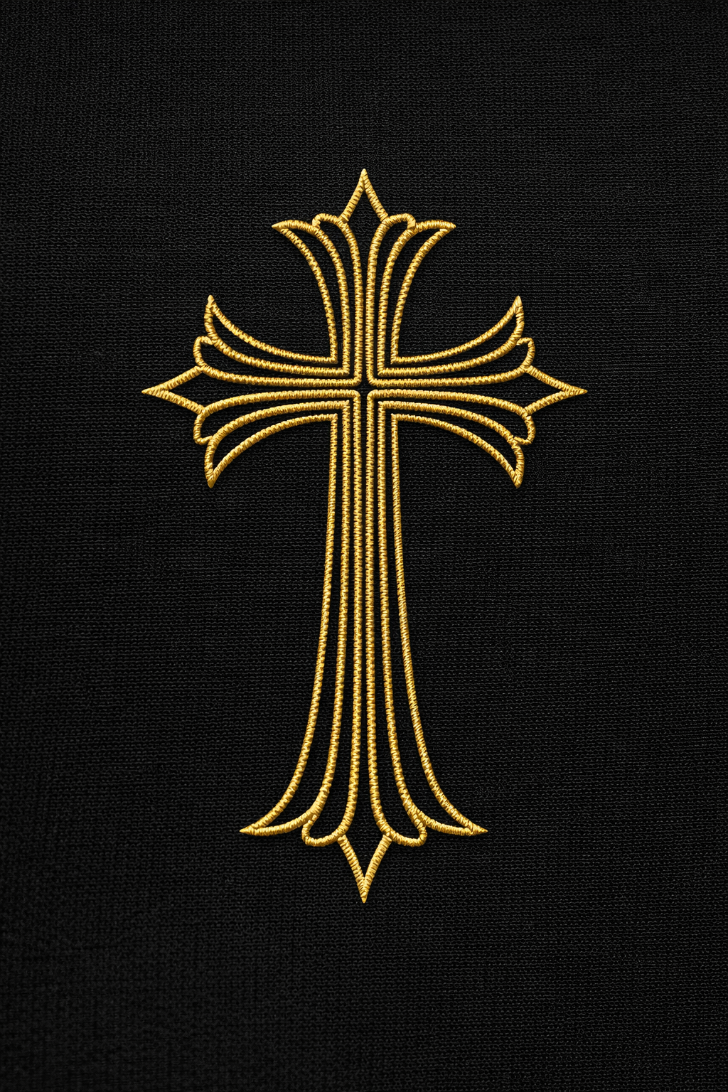 AllHustleFaith Faith Collection Gold Cross Hoodie - Ornate Gold Embroidered Cross