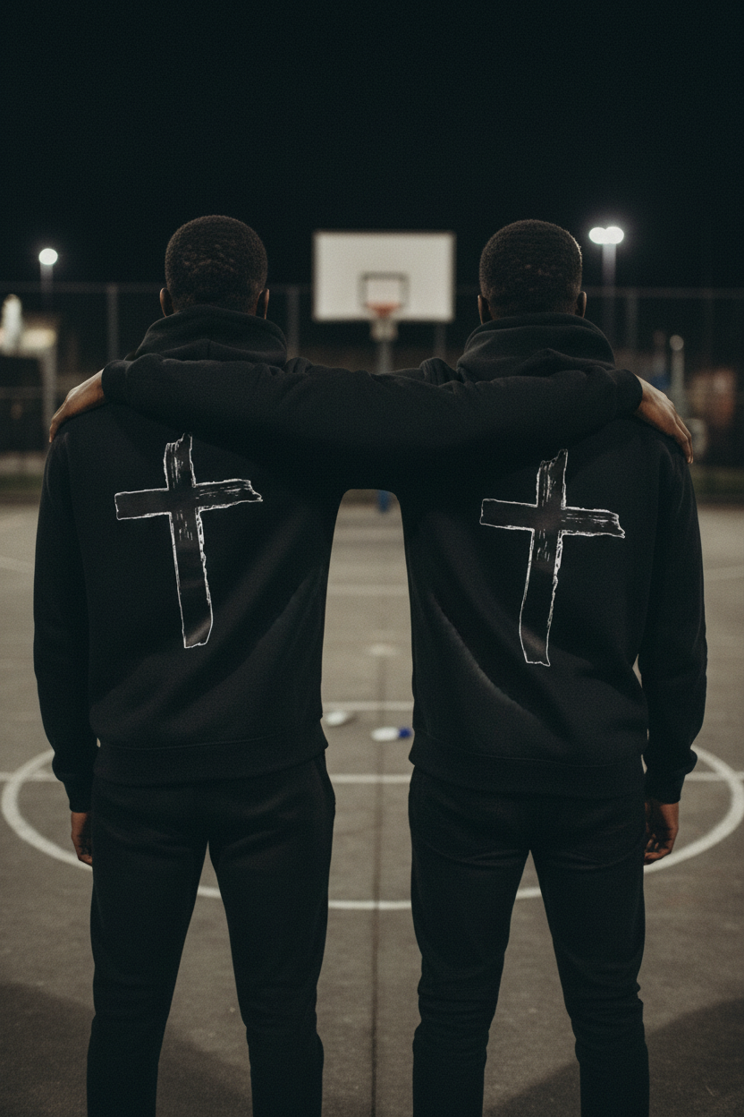 Brushstroke Cross Hoodie Lifestyle 3