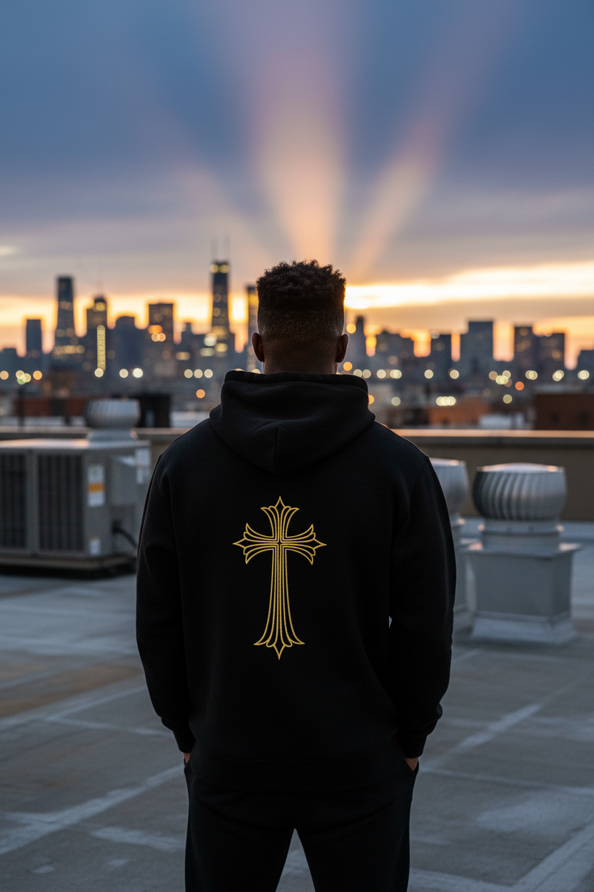 Gold Cross Hoodie Lifestyle 2